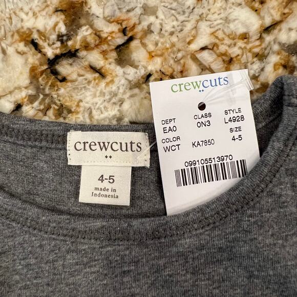 NWT J. Crew Girls' Grey Tennis "Game Set Match" Fuzzy Heart Tee - SIZE 4-5 - Picture 4 of 6